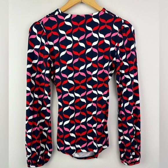 Boden Elodie Wrap Top Navy With Ribbons Pattern Size 2 NWT - Picture 6 of 12